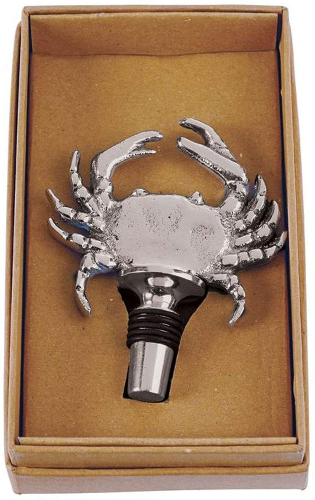Metal crab bottle stopper with rubber rings in gift box