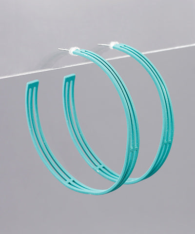 2 inch diameter modern hoop earring turquoise