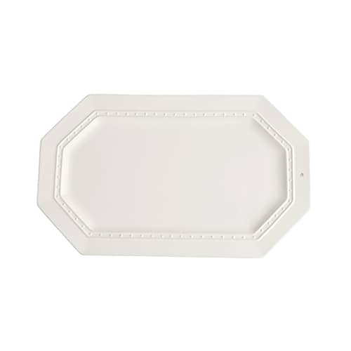 Octagonal platter on a white background.  The platter has a small hole on the right to receive a seasonal accent attachment.